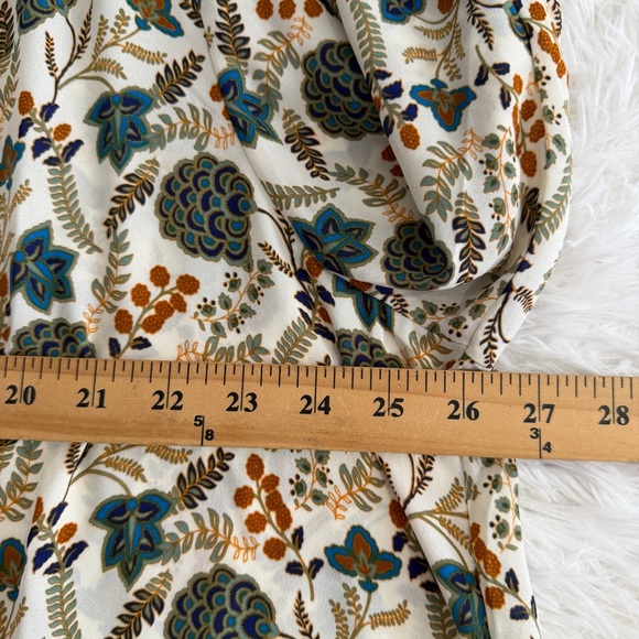 Rose + Olive Womens 3/4 Sleeve Floral Button Up Top Size 3X Cream Green Office - Picture 5 of 8